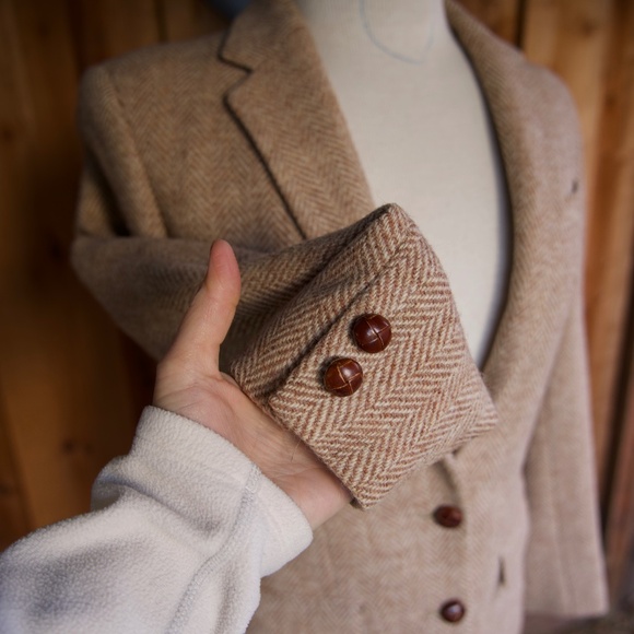 Vintage Saint Laurie 100% Wool Herringbone Blazer Made In USA Woman's S - Picture 3 of 16